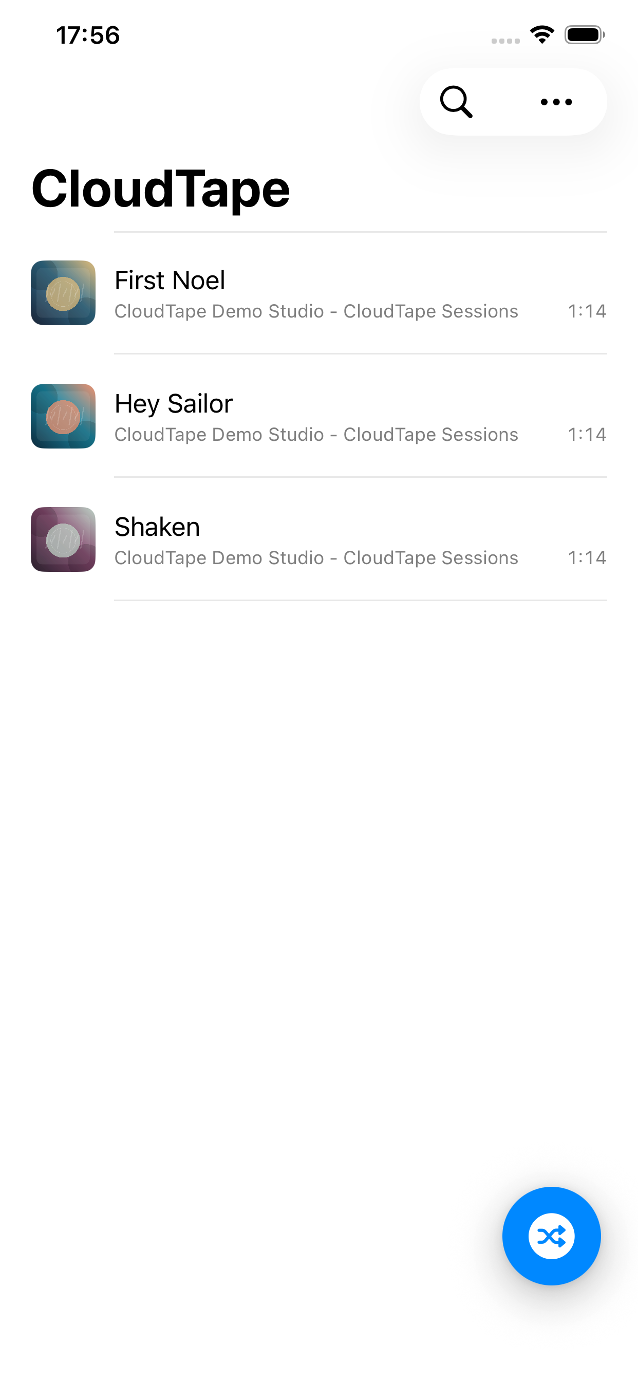 CloudTape library screen
