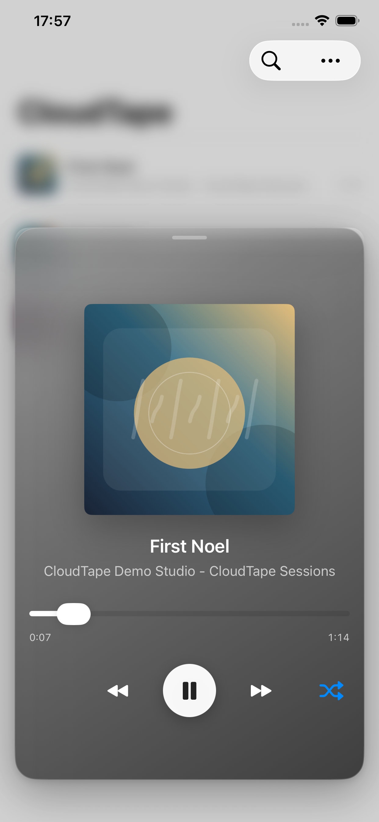 CloudTape full player screen